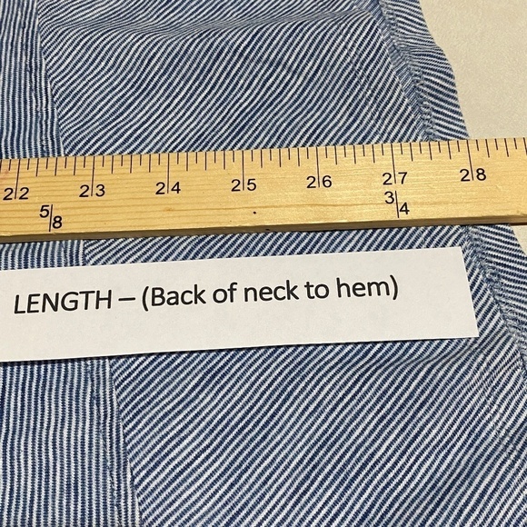 Pure Jill Indigo Women's Sz XL Top Blouse ¾ sleeve Blue Stripe Scoop neck Cotton - Picture 4 of 10